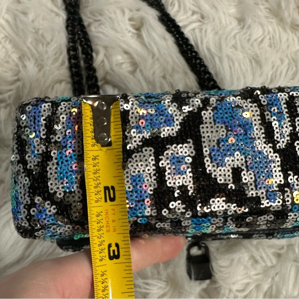 Kurt Geiger • Brixton Lock Iridescent Leopard Print Chain Strap Purse